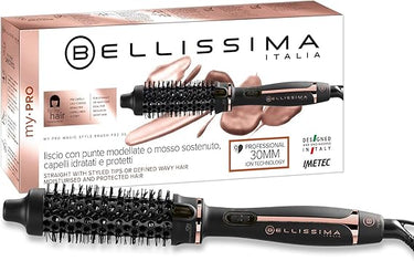 Bellissima Imetec Cepillo Térmico My Pro Magic Style Brush P2 30, cabello liso de efecto natural u ondulado duradero, 30 mm de diámetro, tecnología de iones, revestimiento cerámico, multivoltaje